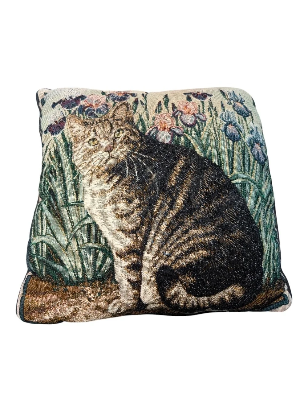 Decorative Cat Tapestry Throw Pillow - Brown Tabby